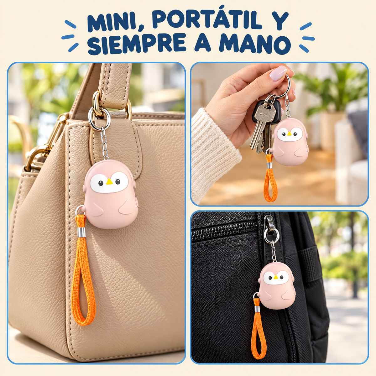 Alarma en bolso, llaves y mochila